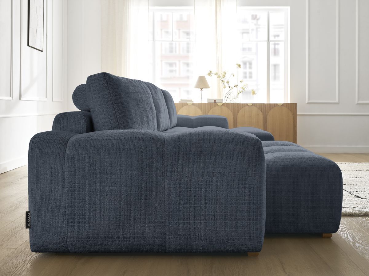 Bobochic Anakin Wohnlandschaft, Liegefläche 137 × 382 cm, 3 Kissen Strukturstoff Dunkelblau