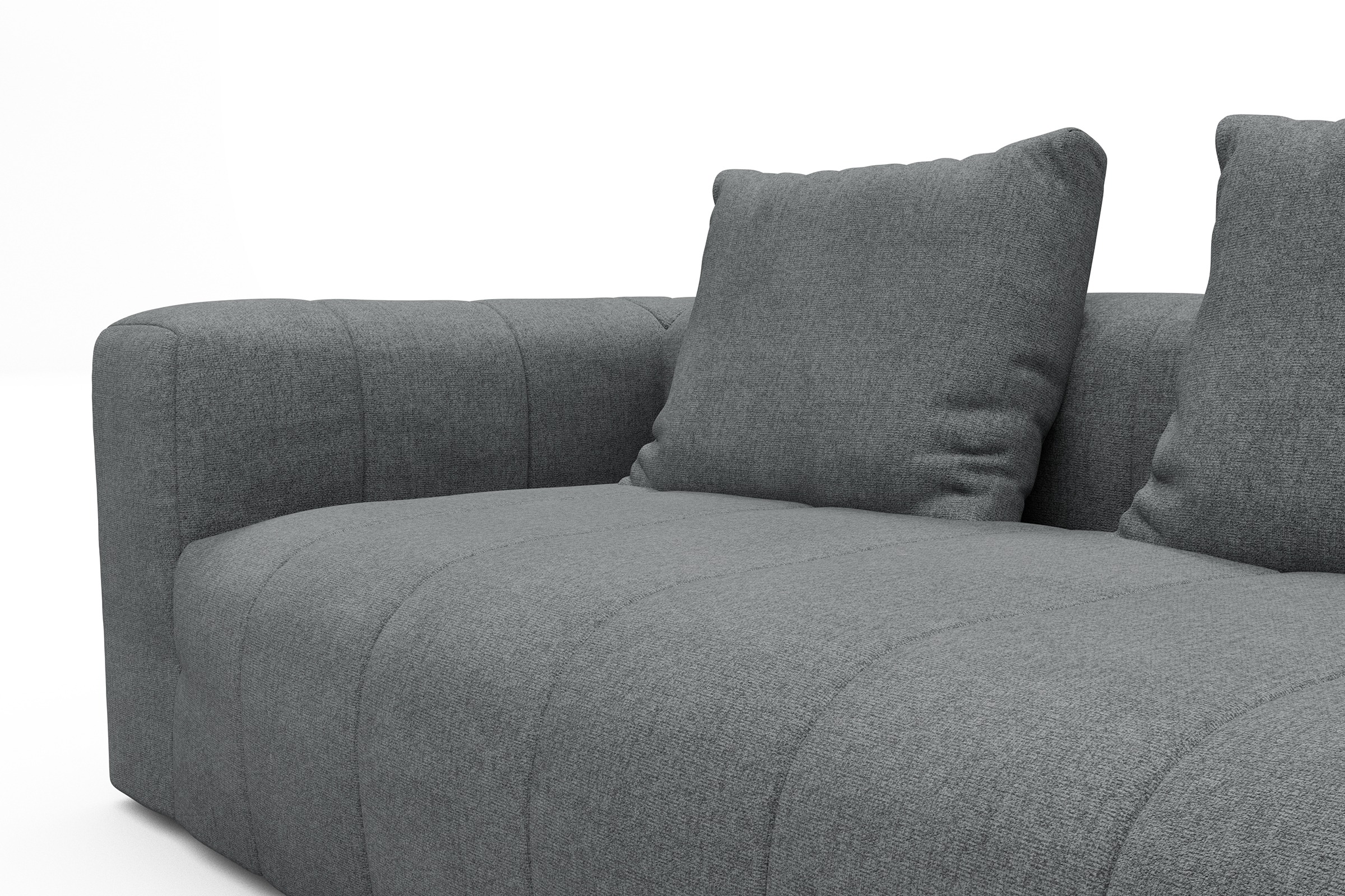Ecksofa Hugo 2,5-Sitzer Armlehne links mit Chaiselongue Casone-Gravel-Grey