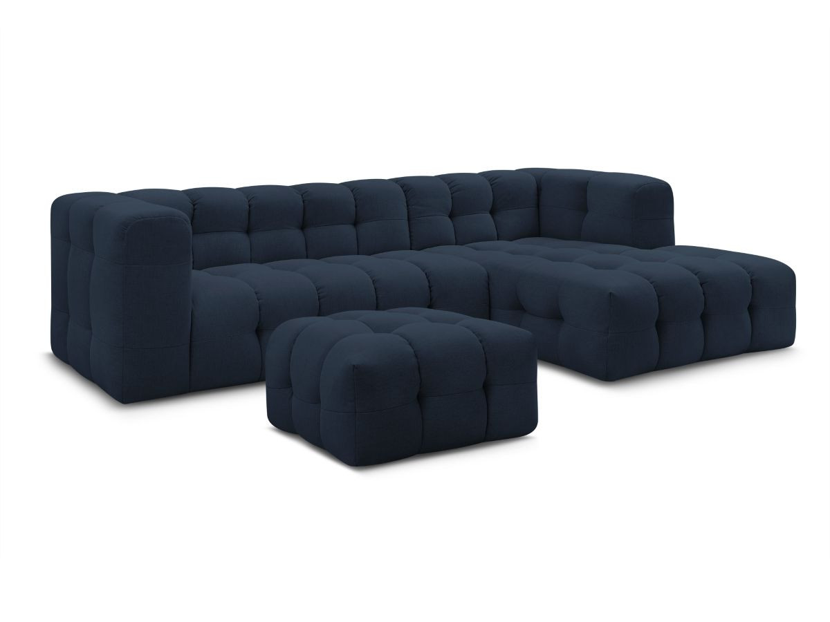 Bobochic Cloud Ecksofa mit Pouf 288 × 184 cm Stoff Dunkelblau Ecke rechts