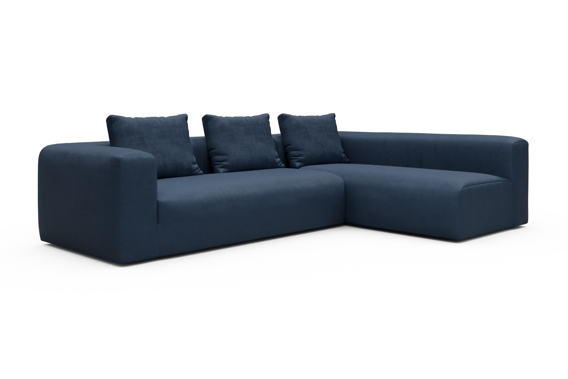 Ecksofa Fred 2x 2,5-Sitzer rechts offen Cordufine-Royal-Blue