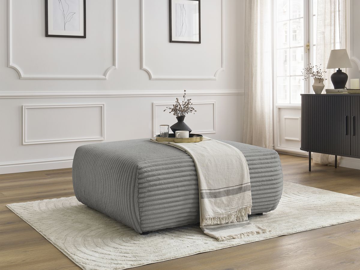 Bobochic Lucien Pouf Breitcord weich Dunkelgrau