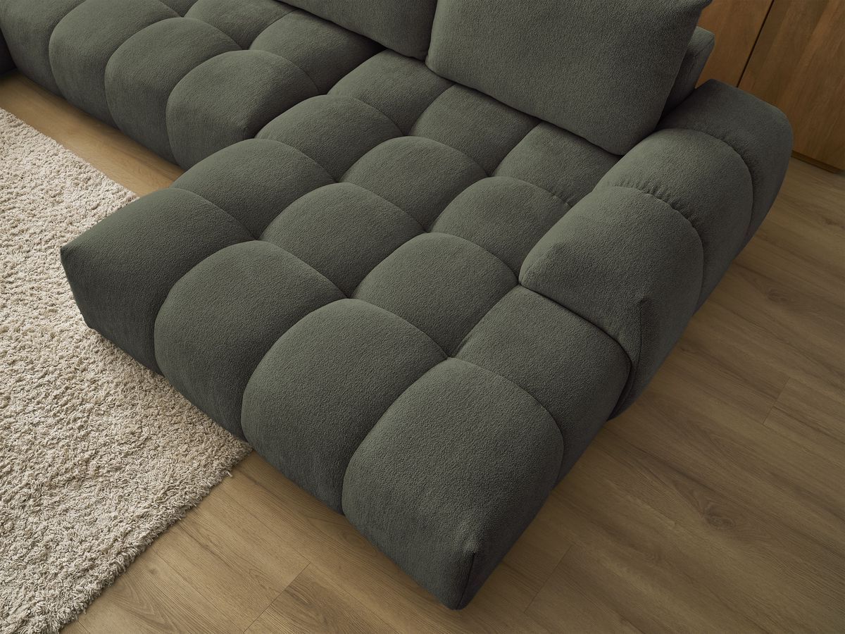 Bobochic Everest Wohnlandschaft, 6 Kissen Melange-Stoff Grün Ecke rechts