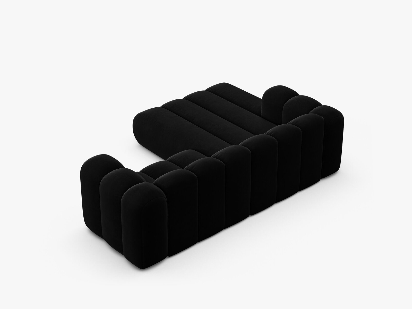 Micadoni Modulares Ecksofa Lupine 3-Sitzer Samt Venus Schwarz Links