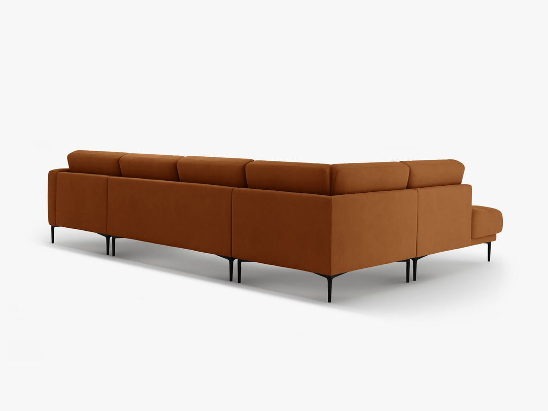 Micadoni Panorama Ecksofa Bemy 7-Sitzer Links Samt Terrakotta