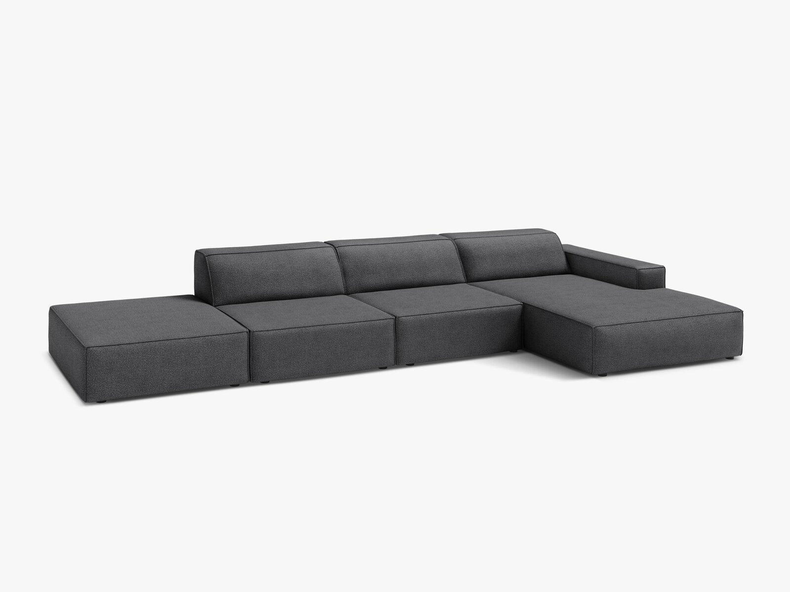 Micadoni Ecksofa Jodie 5-Sitzer Rechts Boucle Baloo Dunkelgrau