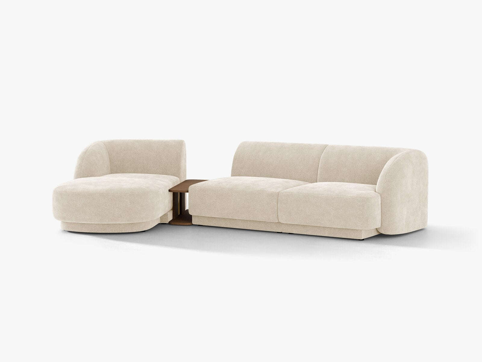 Micadoni Modulares Sofa Miley mit Recamiere 3-Sitzer Links Chenille Eden Elfenbein