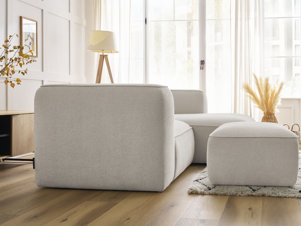 Bobochic Zephyr Ecksofa mit Pouf 260 × 165 cm Strukturstoff Beige Ecke rechts