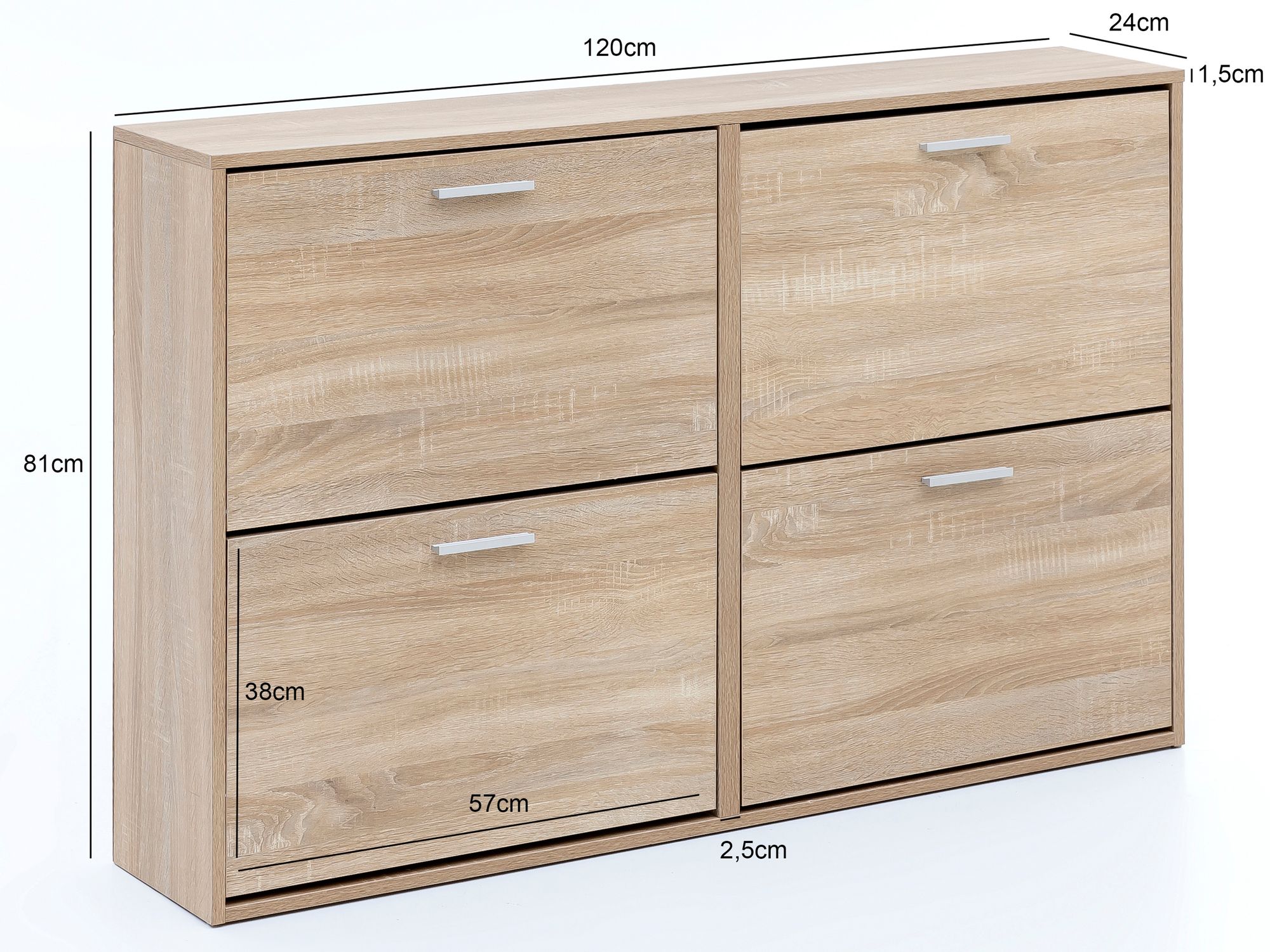 Schuhschrank Volda Sonoma 120 × 24 × 81 cm