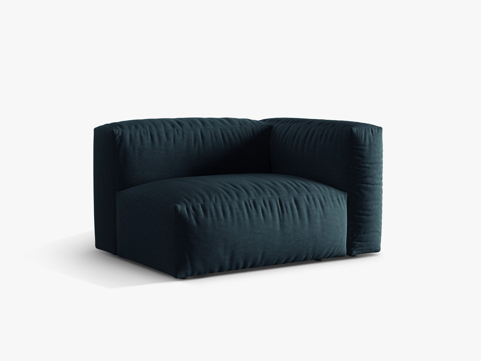 Micadoni Eckmodul Martina 1-Sitzer Rechts Strukturierter Stoff Boston Jeansblau