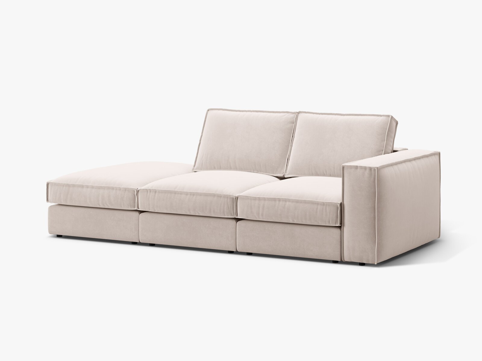 Micadoni modulares offenes Sofa Pola 3-Sitzer Links Samt Salvador Beige