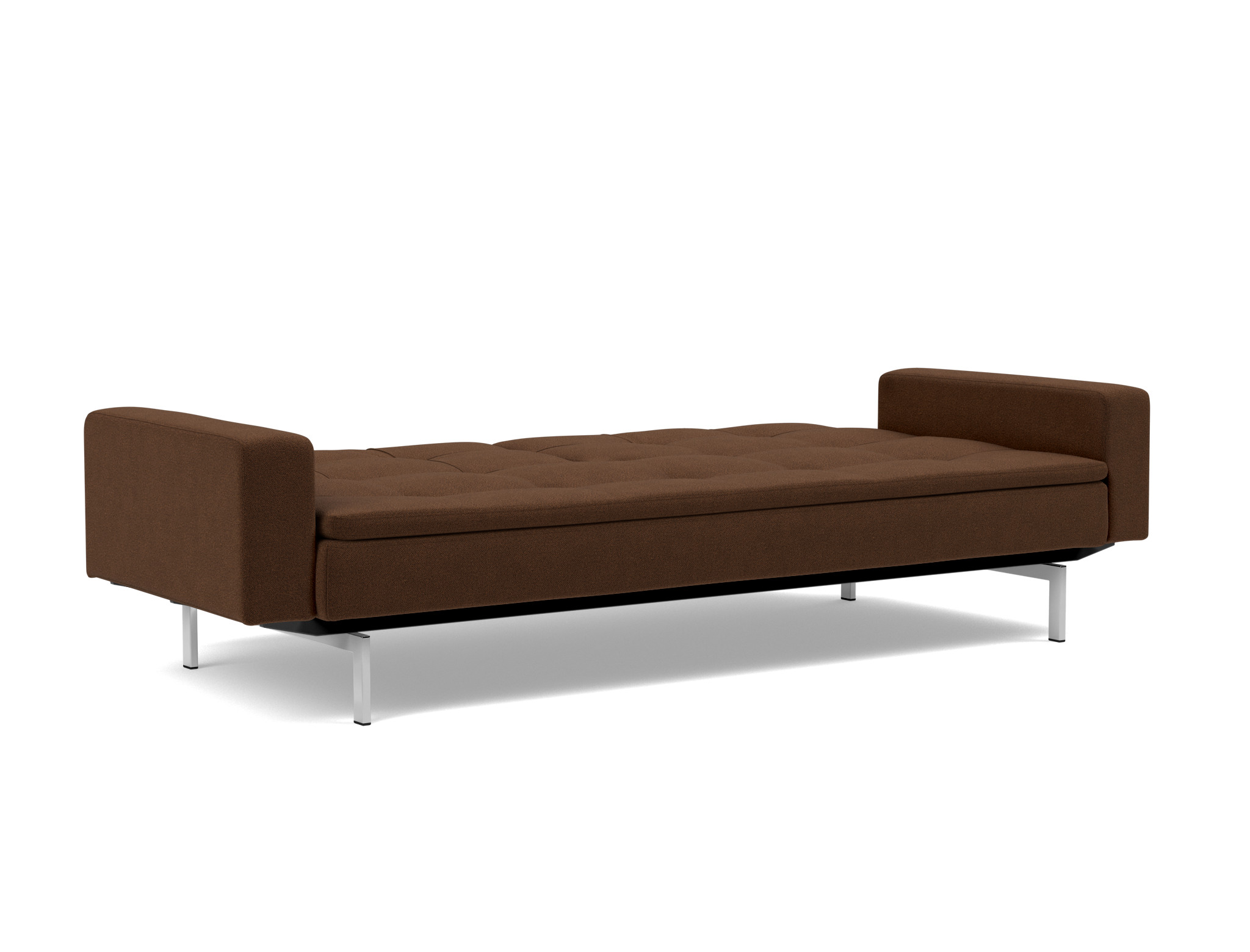 Schlafsofa Dublexo mit Armlehnen Strukturierter Stoff Taura 359-Cappuccino Beine Chrom