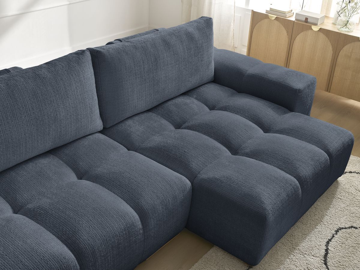 Bobochic Anakin Ecksofa, 2 Kissen Strukturstoff Dunkelblau