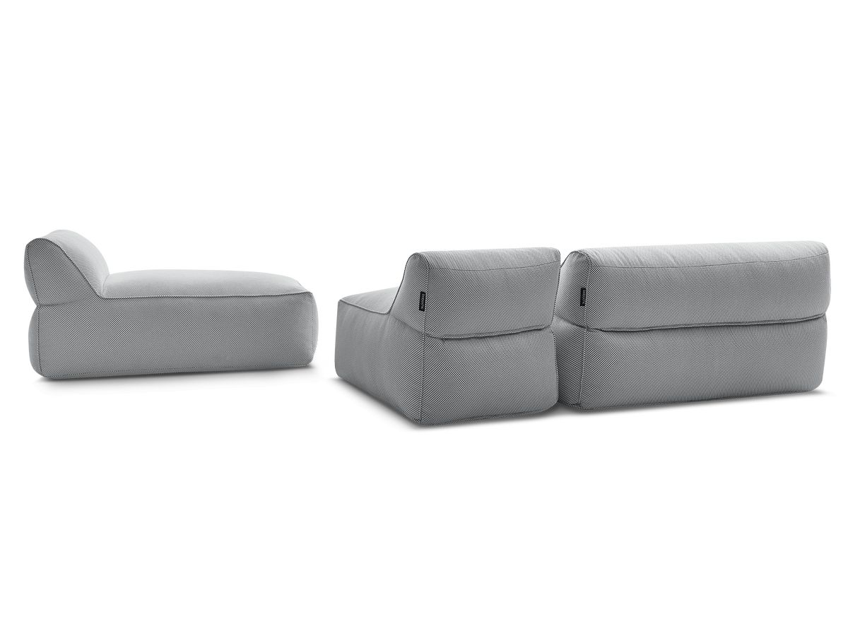 Bobochic Riviera Gartensofa 4-Sitzer Melange-Stoff Hellgrau