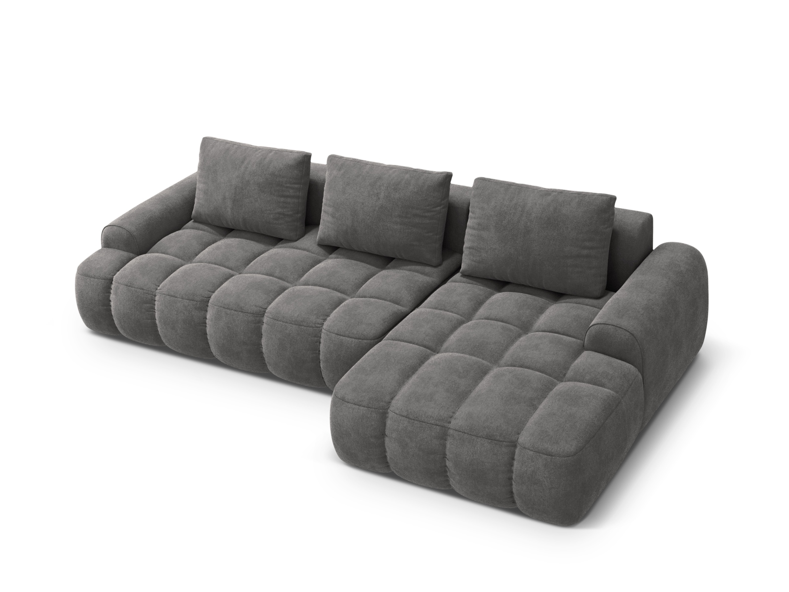 Cosmopolitan Design Ecksofa Linz 3-Sitzer mit Schlaffunktion Samt Vogue Grau Rechts