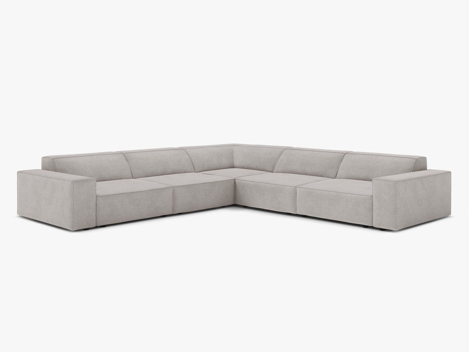 Micadoni Symmetrisches Ecksofa Jodie 6-Sitzer Strukturierter Stoff Liberty Hellgrau