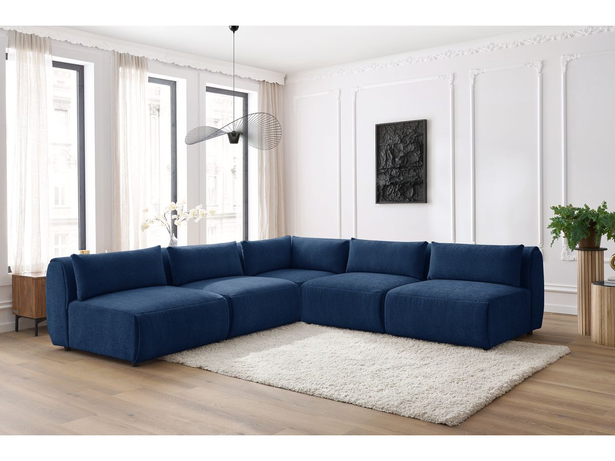 Bobochic Jeanne Ecksofa 299 × 299 cm Strukturstoff Dunkelblau