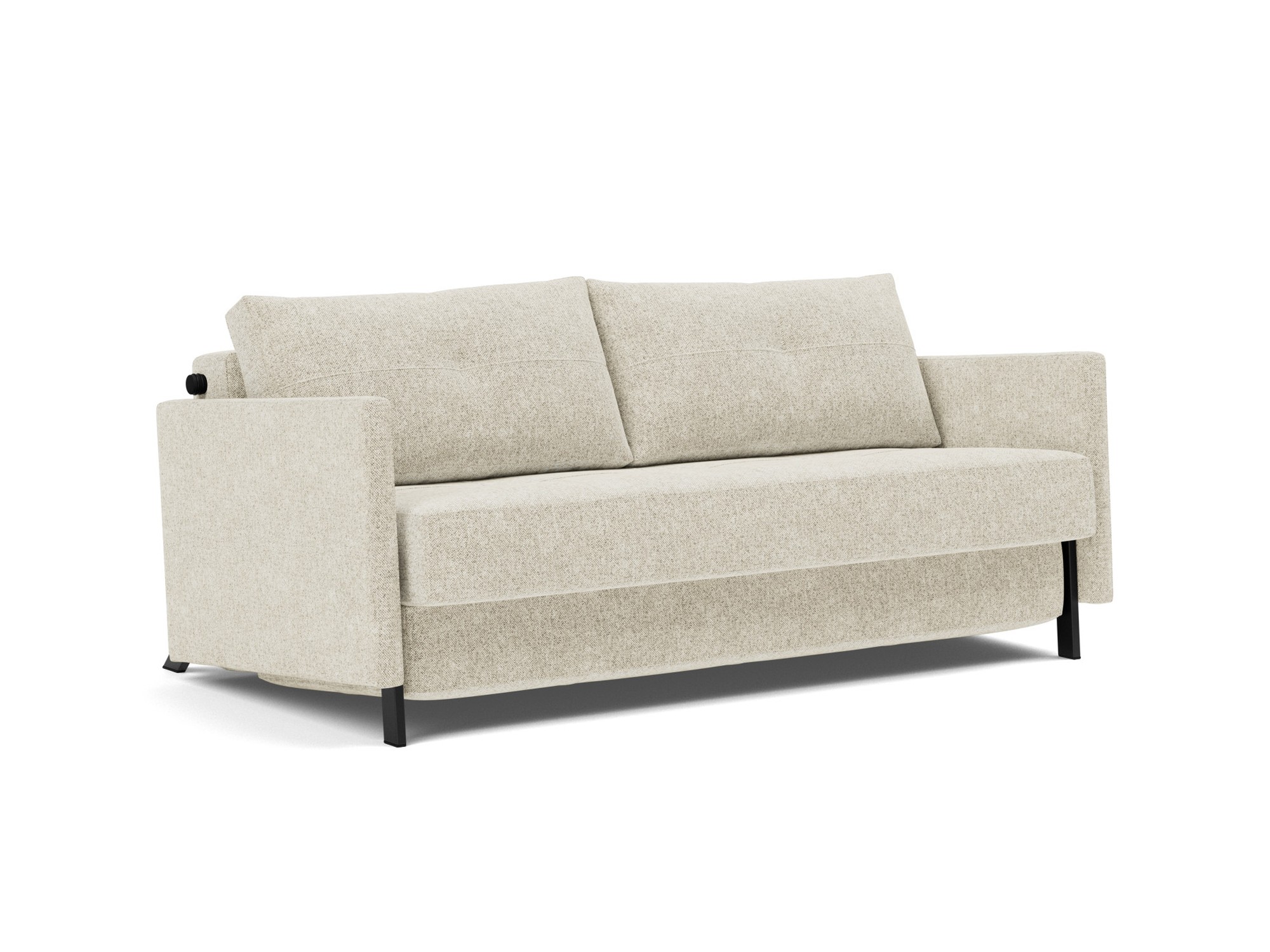Schlafsofa Cubed mit Armlehnen 160 Strukturierter Stoff Taura 357-Off-White