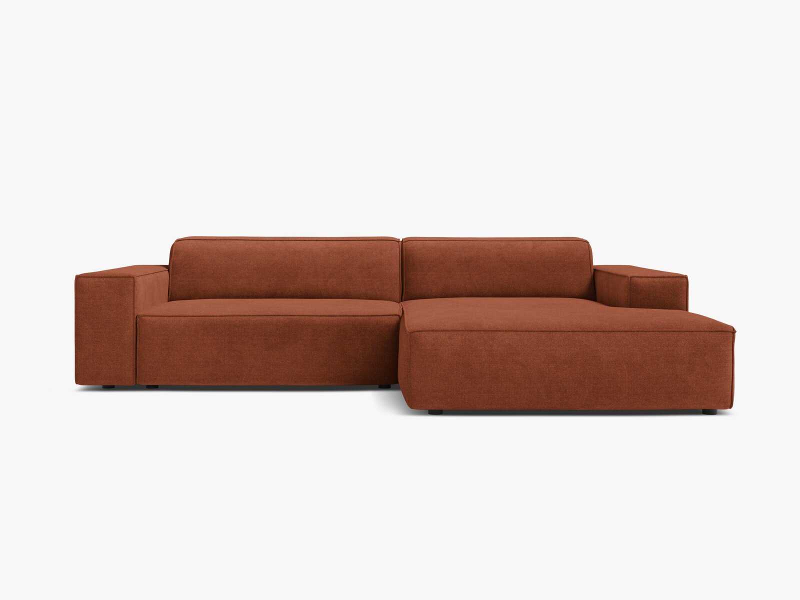 Micadoni Ecksofa Jodie 3-Sitzer Strukturierter Stoff Liberty Ziegel Rechts