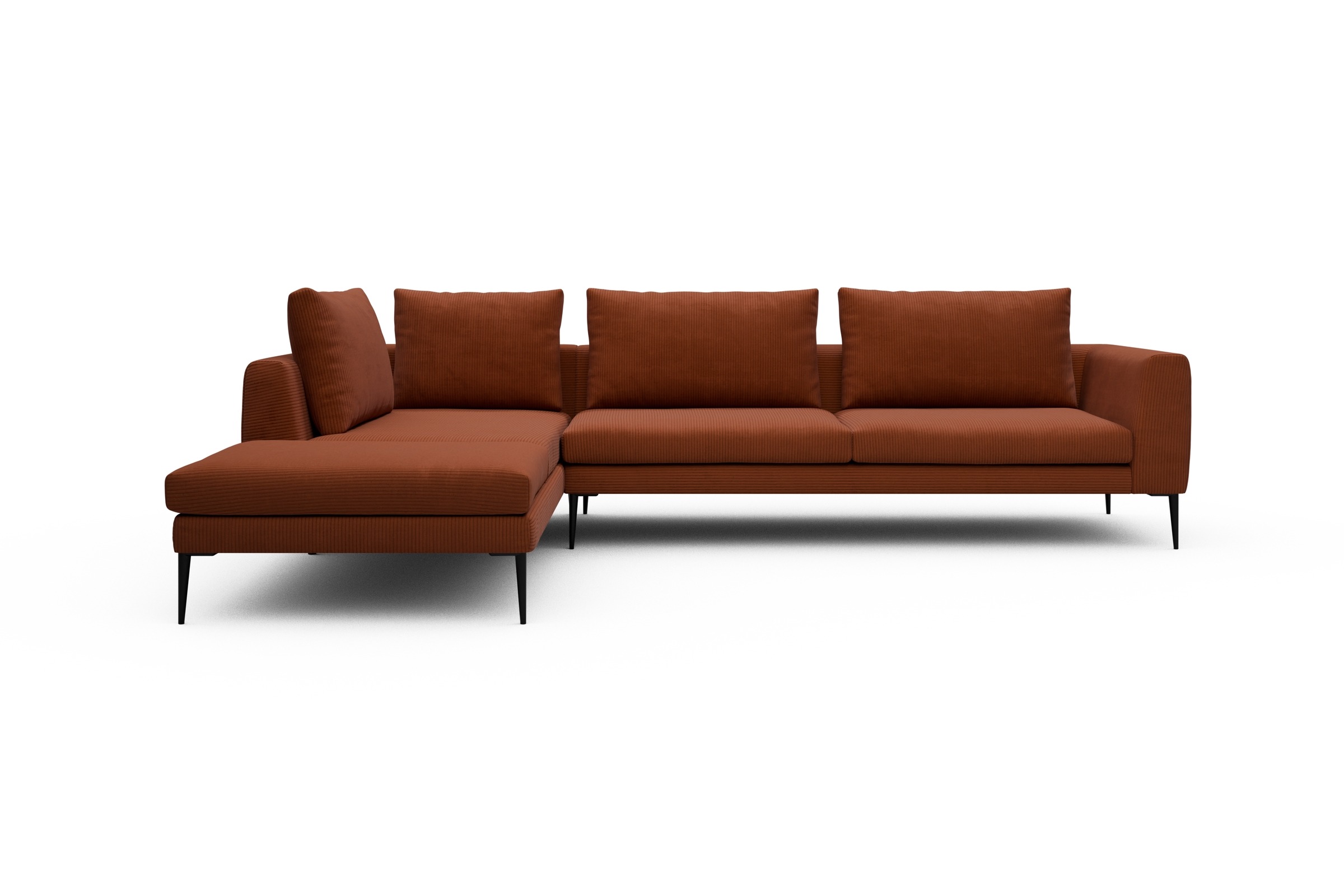 Skandi Home Ecksofa Paul Relax-Ecke rechts mit 3-Sitzer Corduroy-Burnt-Orange moebelfaktor