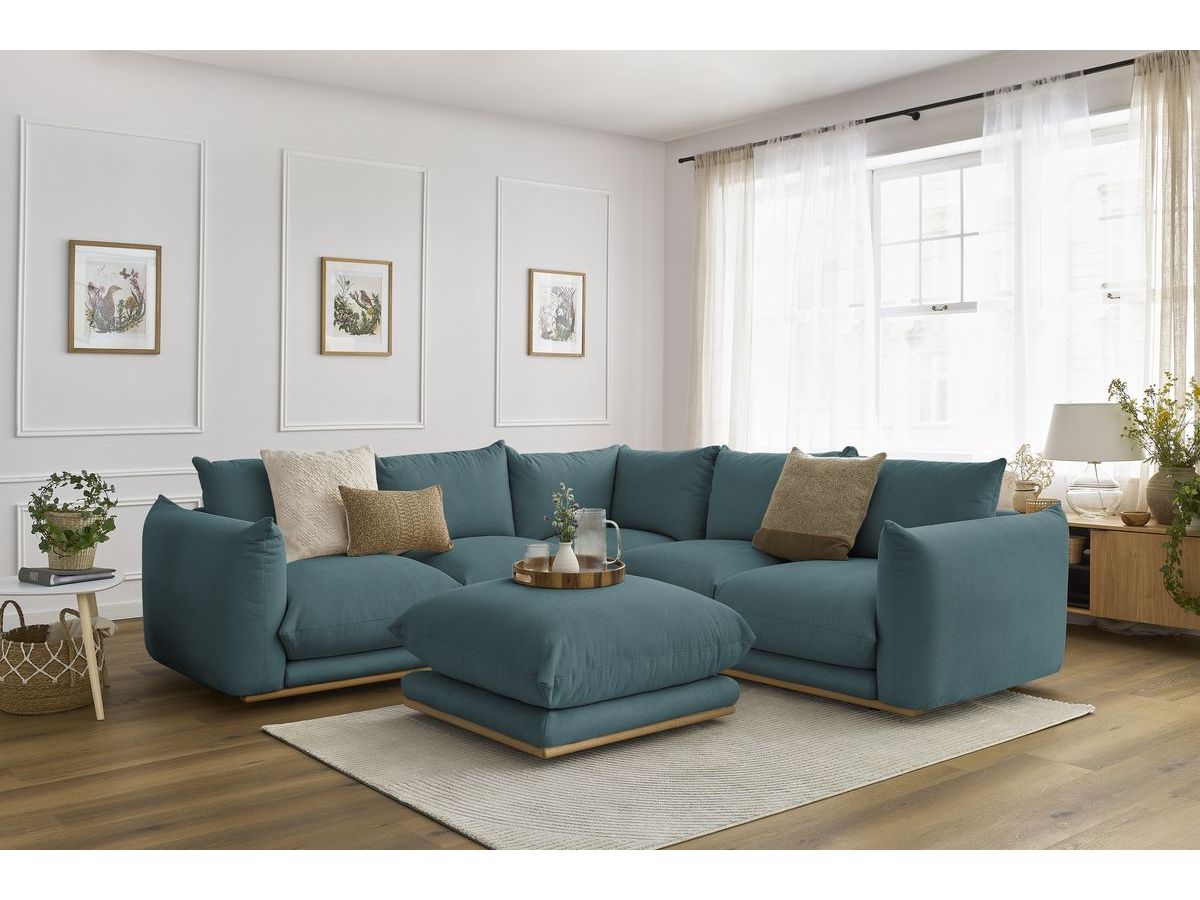 Bobochic Ernest Ecksofa mit Pouf Stoff Dunkelblau