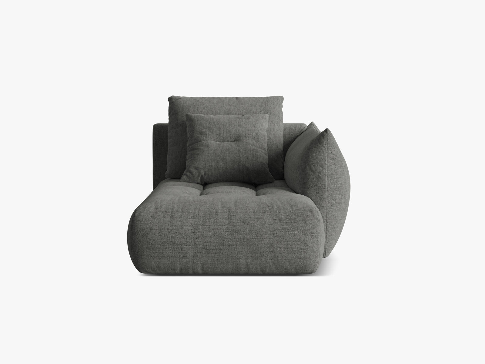 Micadoni Bloom Chaiselongue Rechts Strukturierter Stoff Wind Dunkelgrau