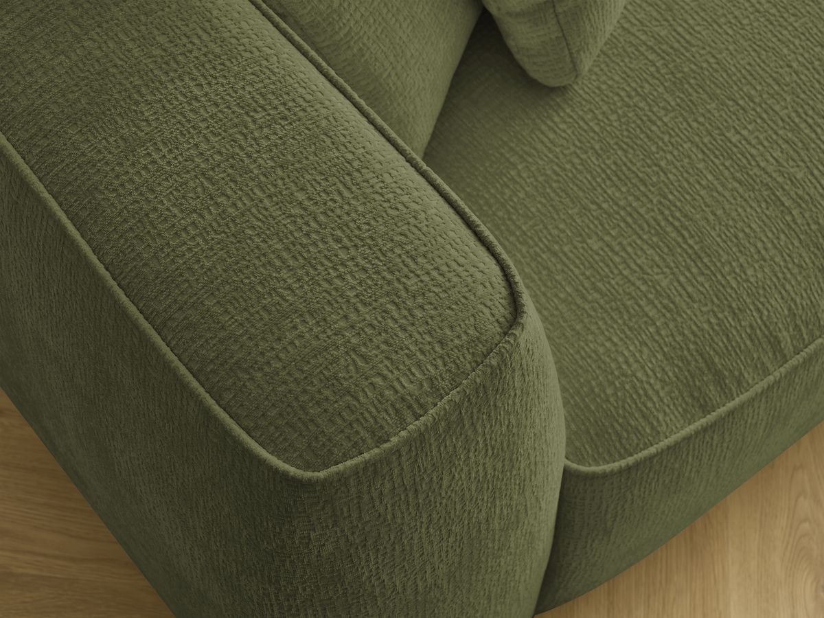 Bobochic Leopold Sofa 3-Sitzer Strukturstoff Dunkelgrün Armlehne links