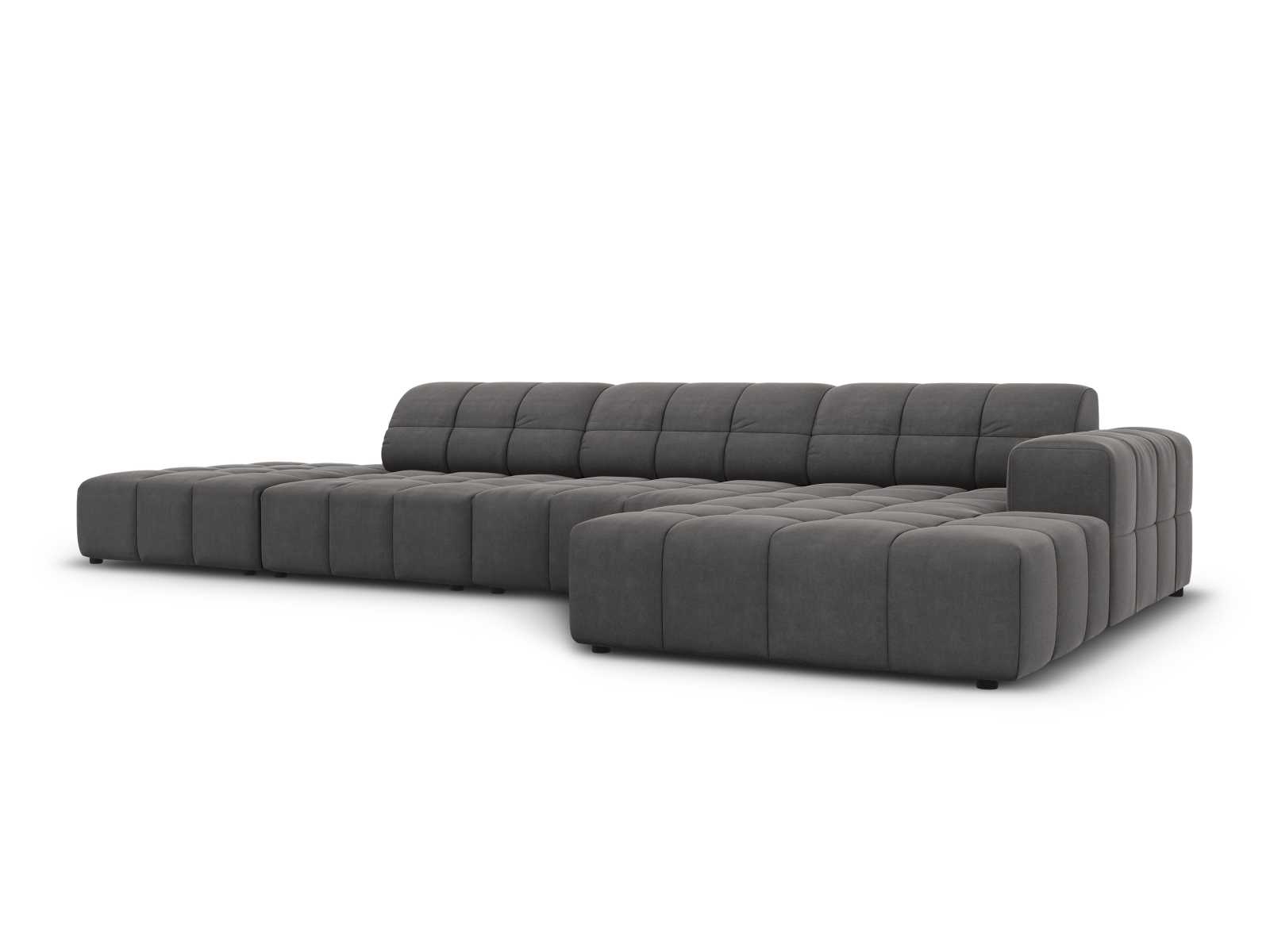 Cosmopolitan Design Ecksofa Chicago 5-Sitzer offen Samt Bluvel Grau Rechts
