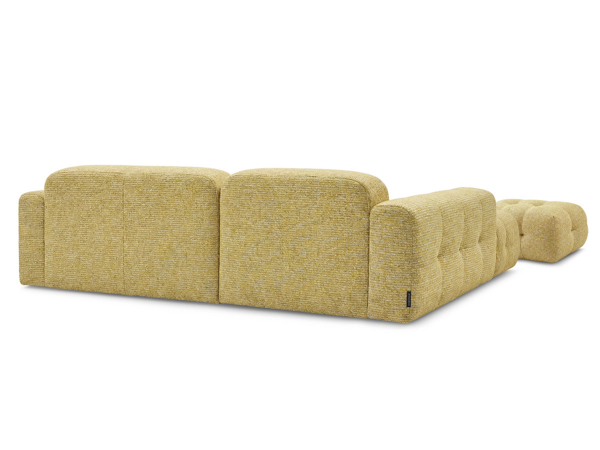 Bobochic Laura Ecksofa mit kleinem Pouf Melange-Stoff Gelb Ecke rechts