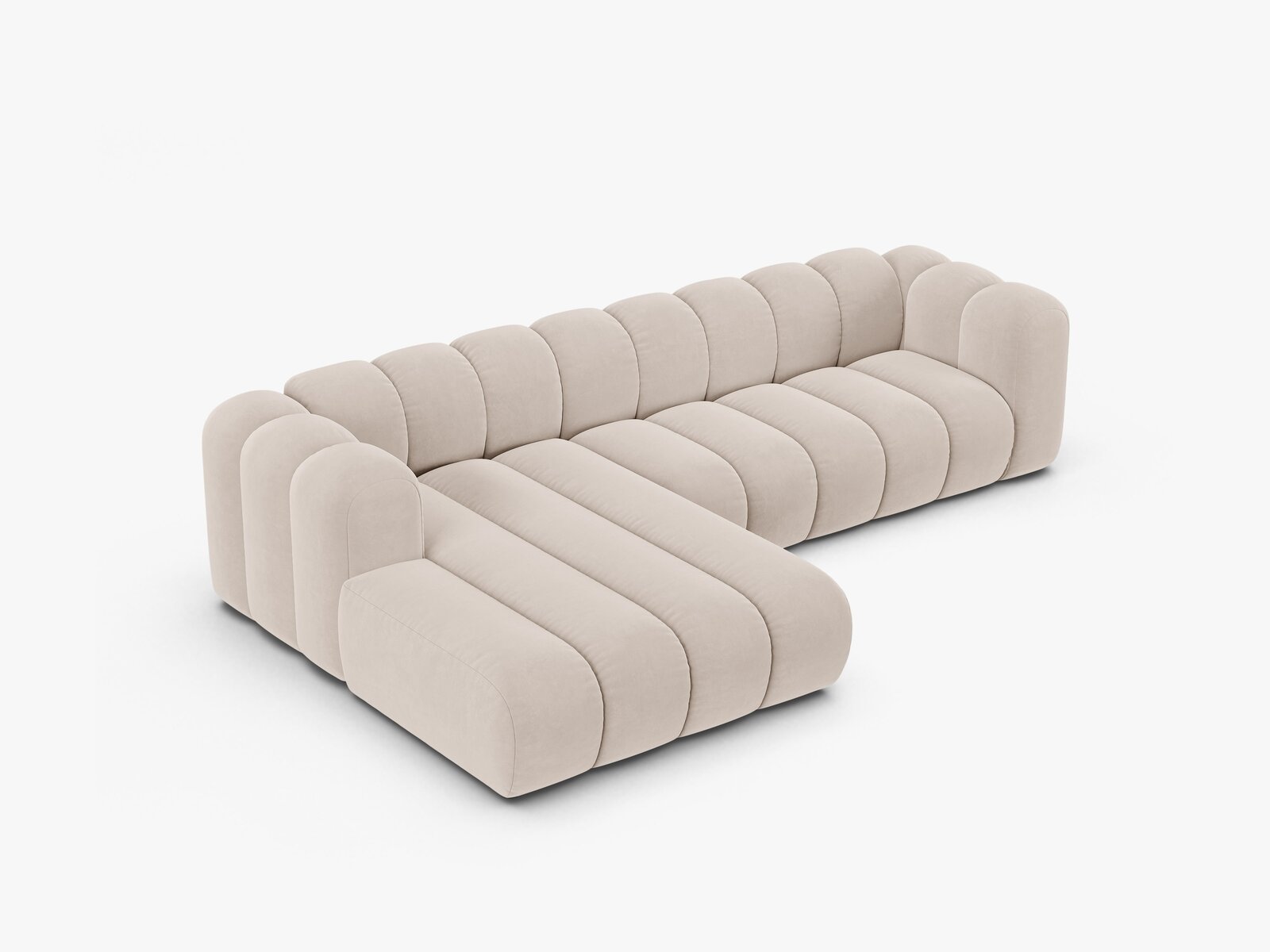 Micadoni Modulares Ecksofa Lupine 4-Sitzer Samt Venus Helles Beige Links