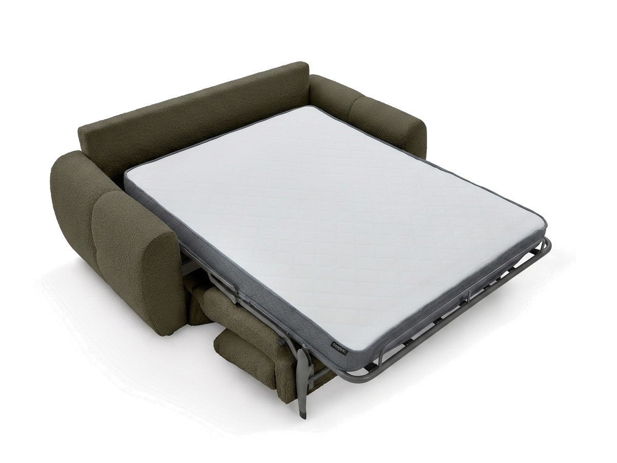 Bobochic Fuji Schlafsofa 3-Sitzer Bouclé-Stoff Grün