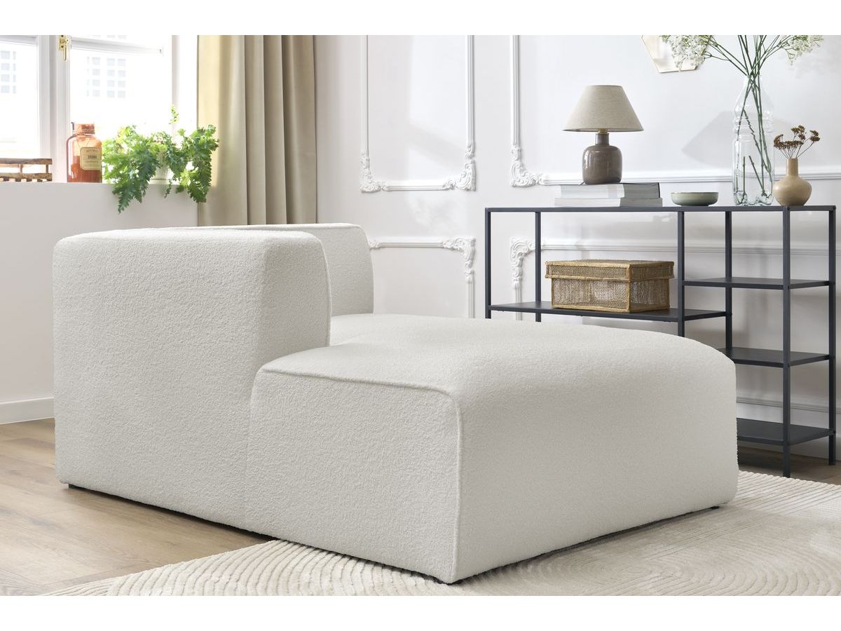 Bobochic Megeve Méridienne-Modul Bouclé-Stoff Weiß Ecke links