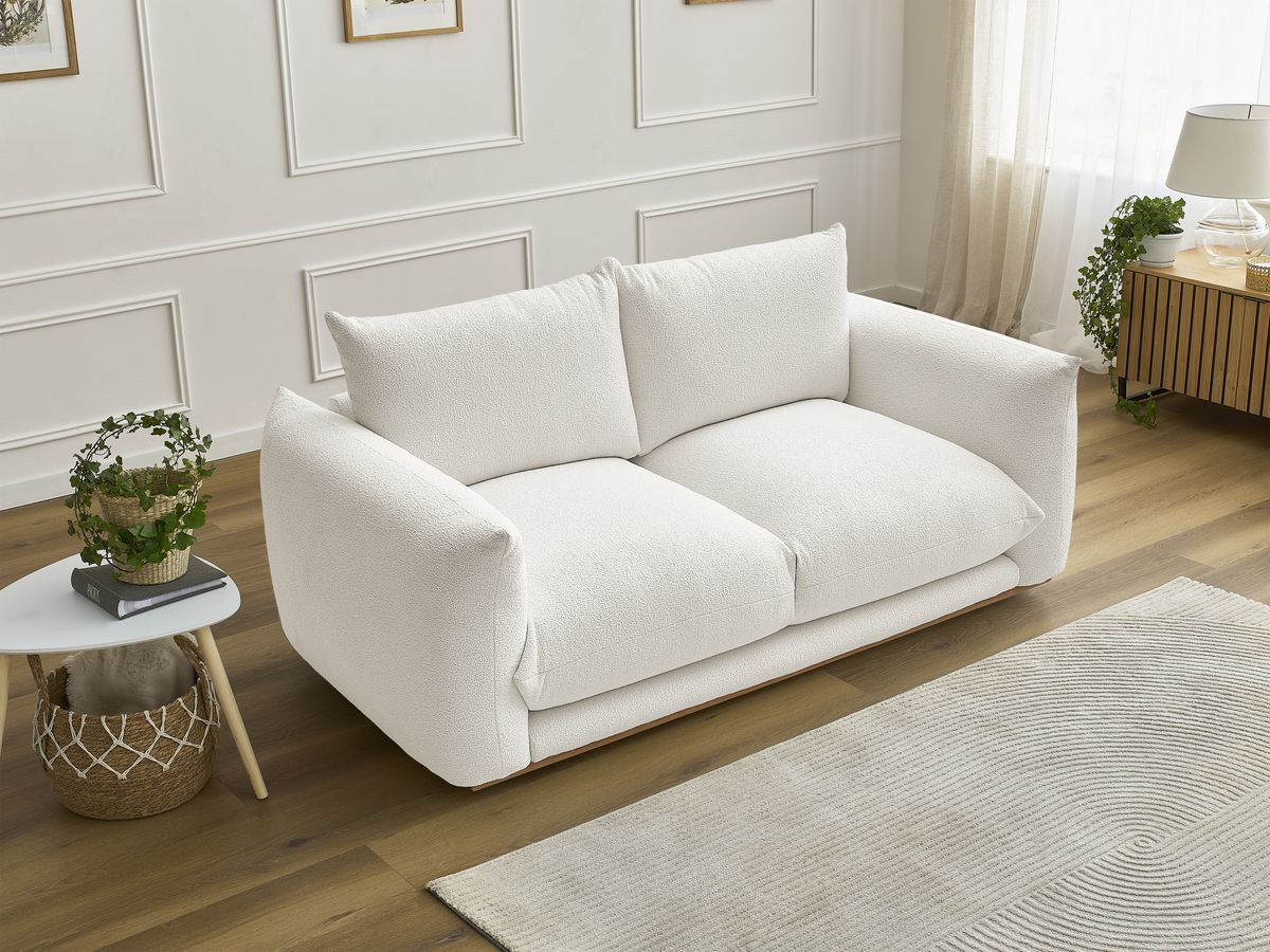 Bobochic Ernest Sofa 2-Sitzer Bouclé-Stoff Weiß