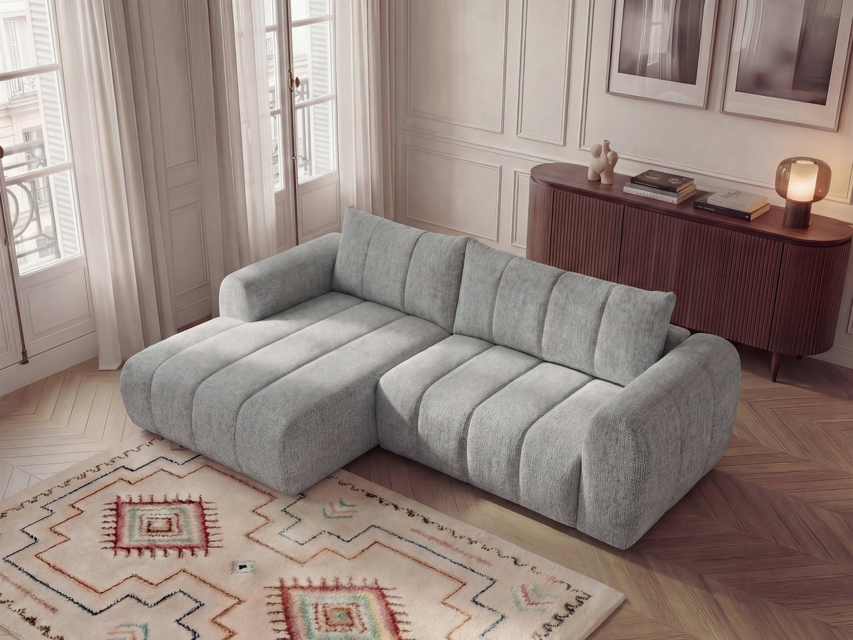 Bobochic Nesty Ecksofa 272 cm Melange-Stoff Hellgrau Ecke links