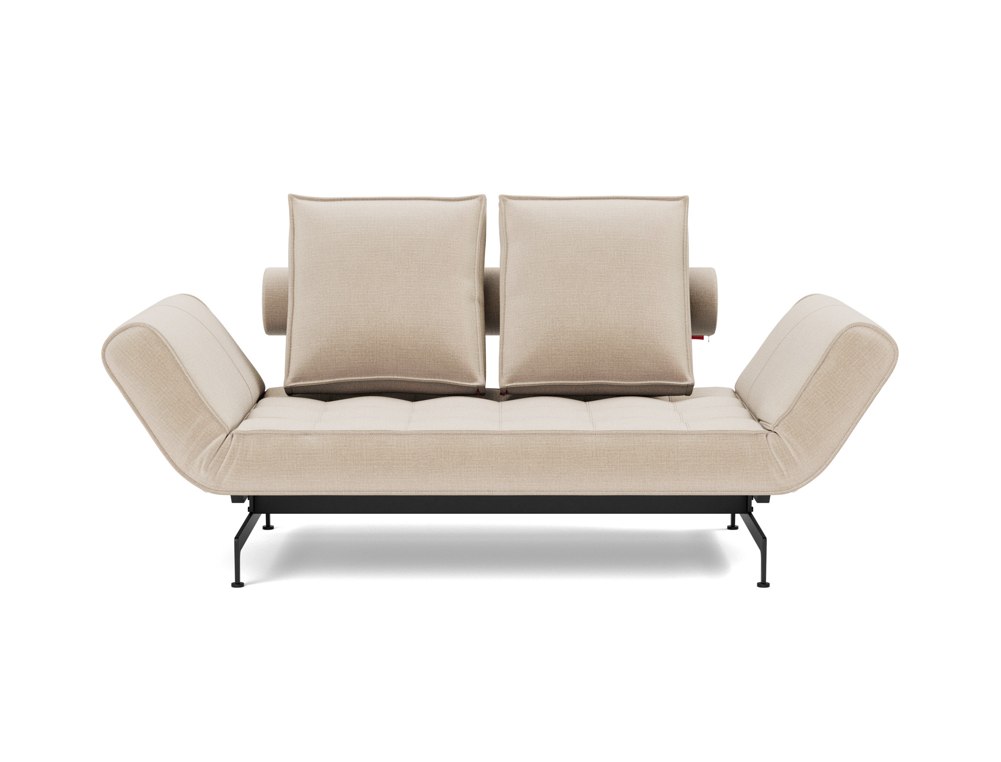 Tagesbett Ghia Chenille Esina 410-Almond-Beige Beine Laser schwarz