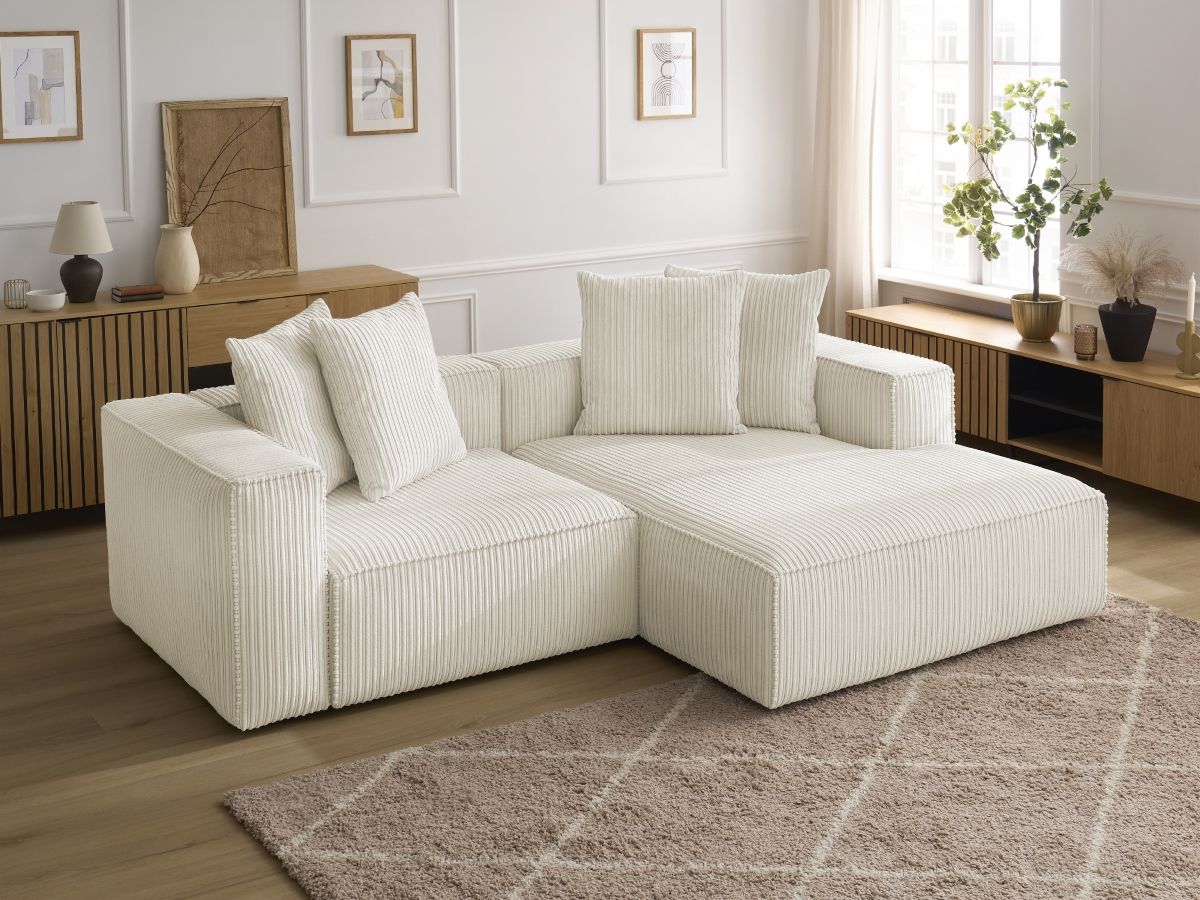 Bobochic Nina Ecksofa Cordsamt Beige Ecke rechts