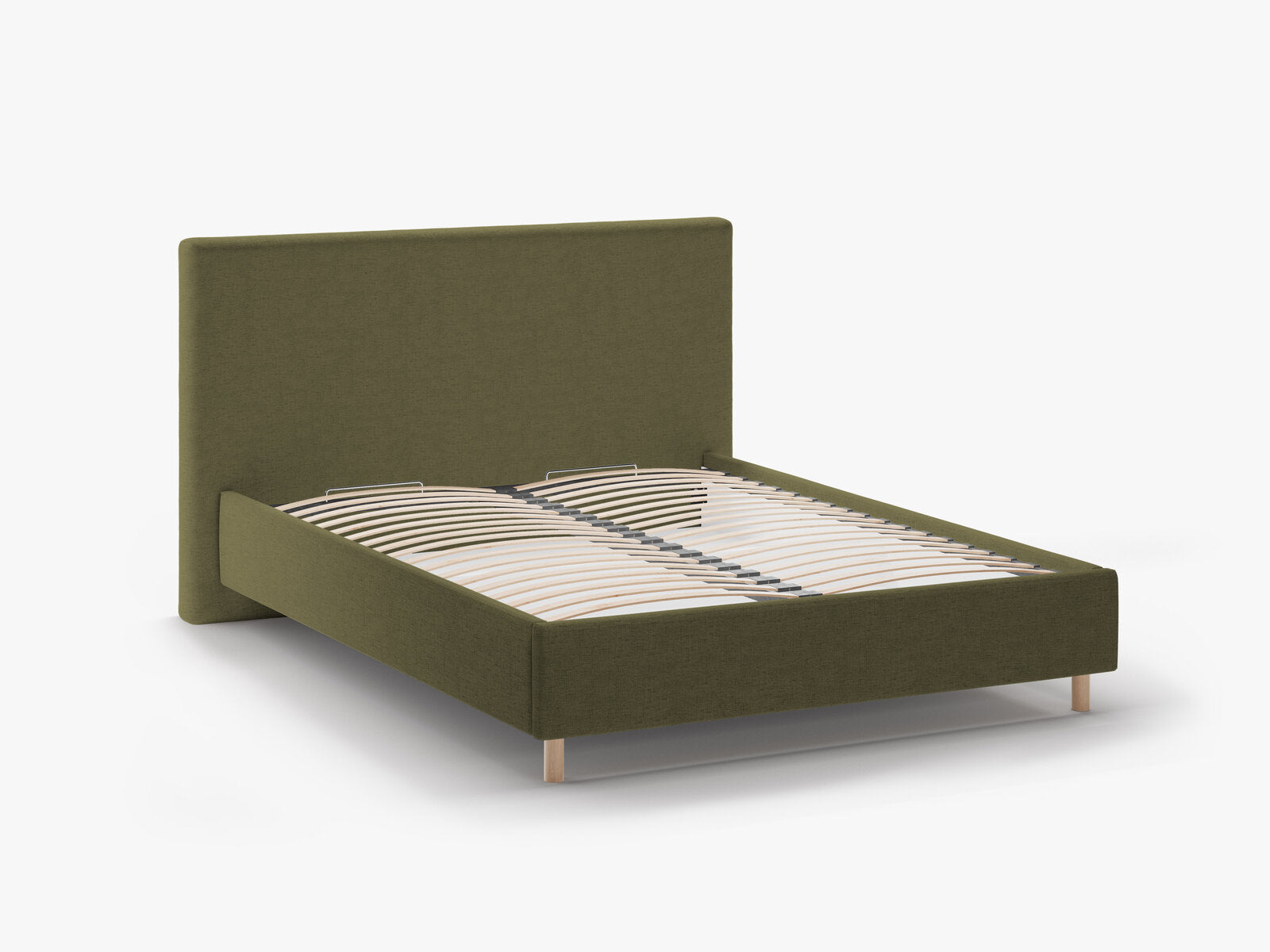 Micadoni Stauraumbett mit Kopfteil Eloise Strukturierter Stoff Moly Grün 180x200