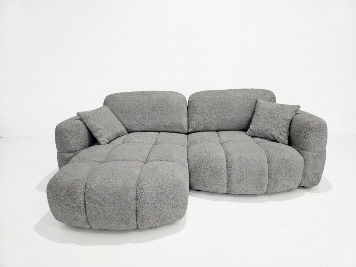 Bobochic Madison Ecksofa mit Schlaffunktion und Bettkasten Stoff Taupe