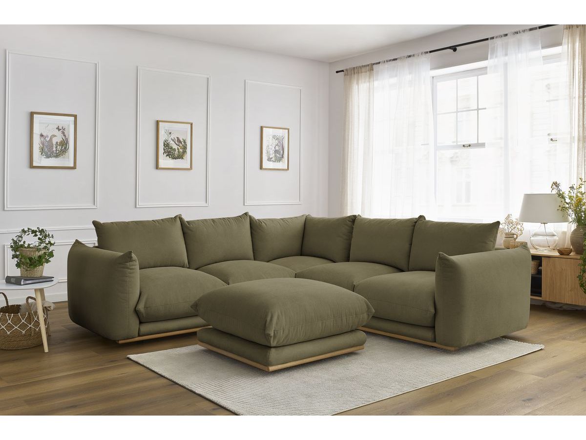 Bobochic Ernest Ecksofa mit Pouf Stoff Grün