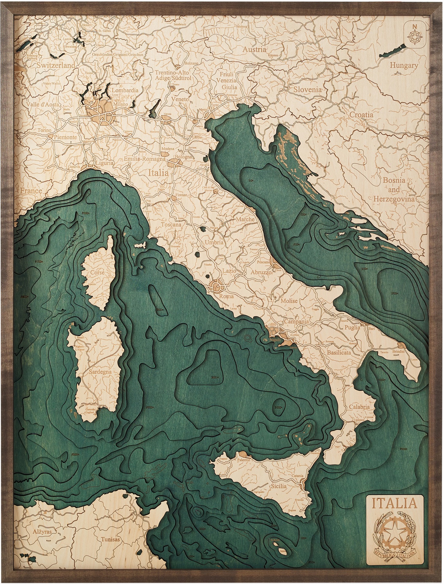 Cutting Brothers 3D Holz-Wandkarte Italien 81 x 61 moebelfaktor
