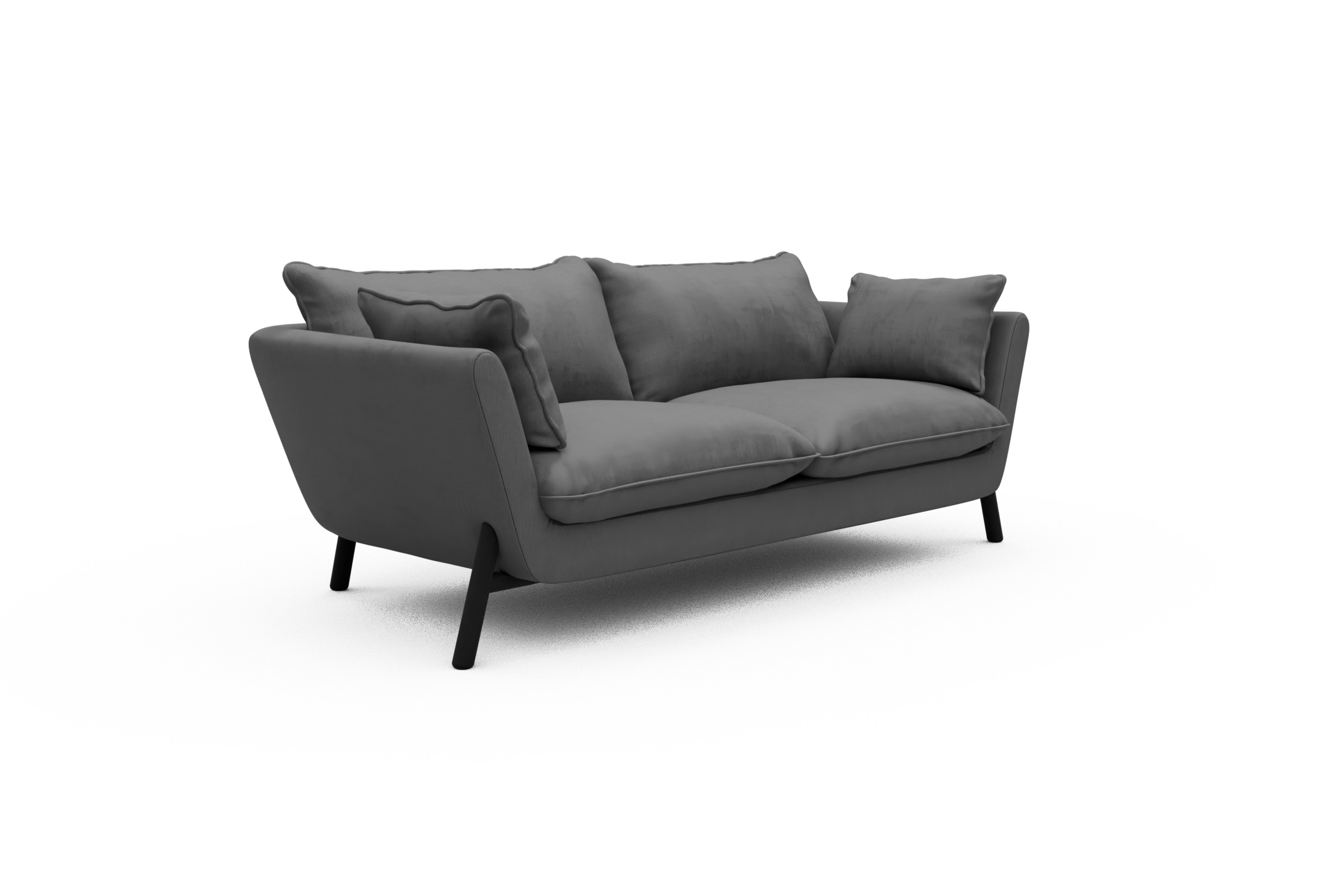 Sofa Emil PREMIUM 2-Sitzer Beinfarbe Eiche Schwarz Cordufine-Grey