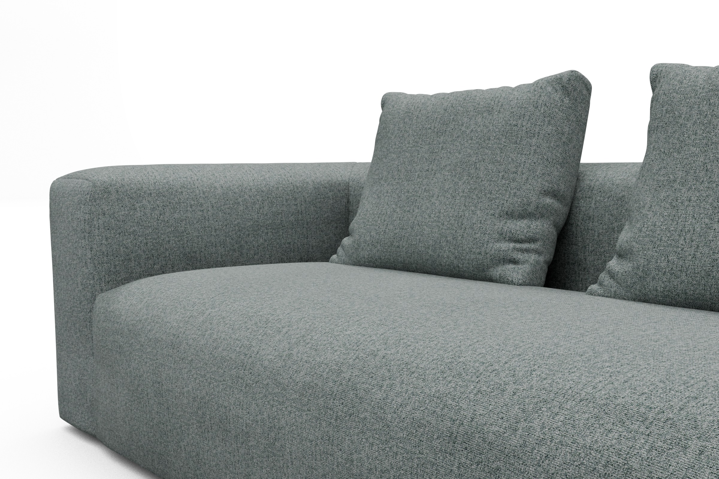 Wohnlandschaft Fred Chaiselongue rechts mit 2-Sitzer und lange Armlehne links Casone-Light-Mixed-Green