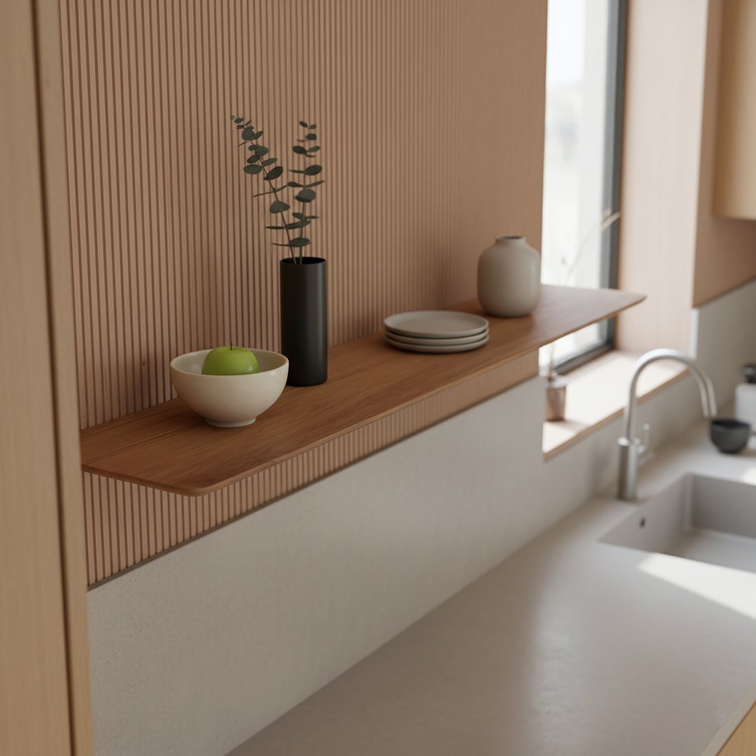 Raw Materials Craftsman Teakholz-Wandregal 90cm