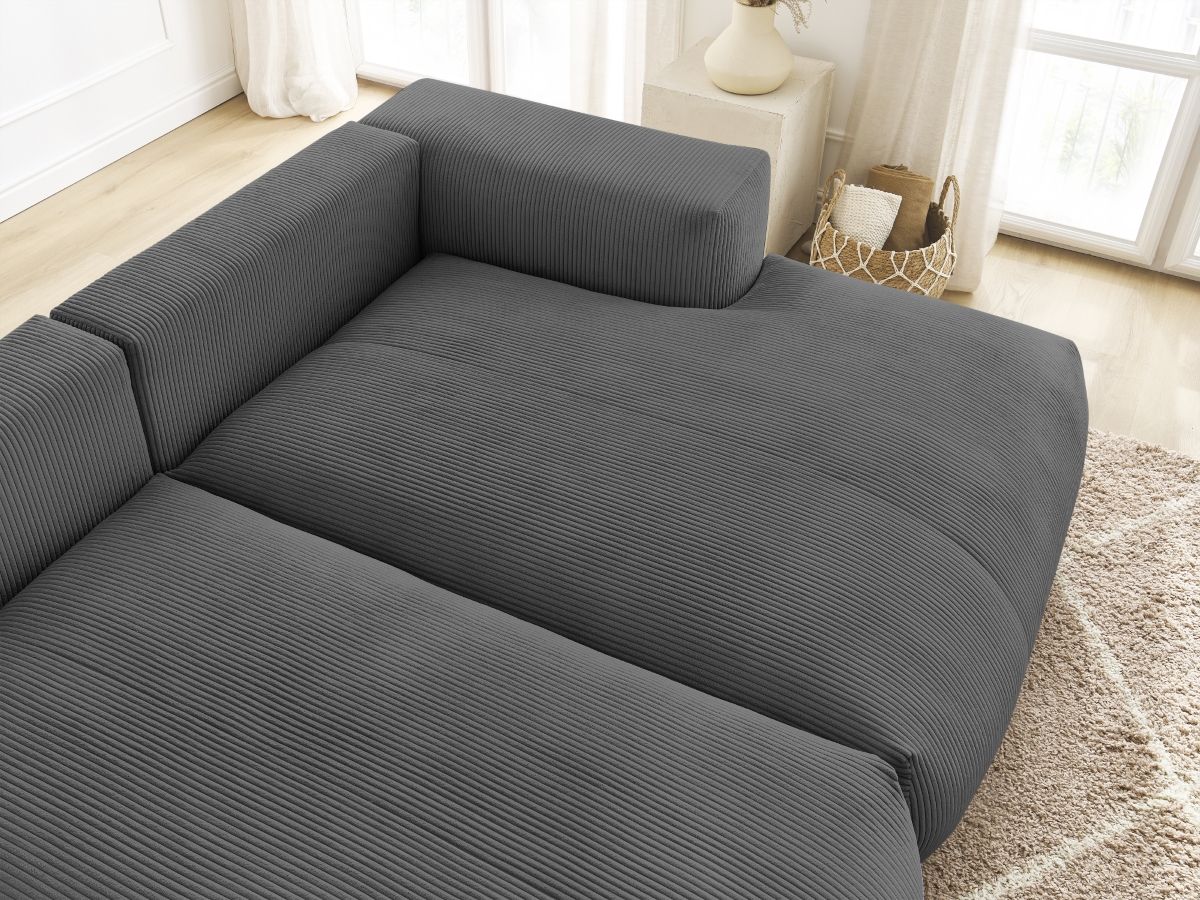 Bobochic Voltaire Sofa 4-Sitzer 248 × 170 cm Cordsamt Dunkelgrau