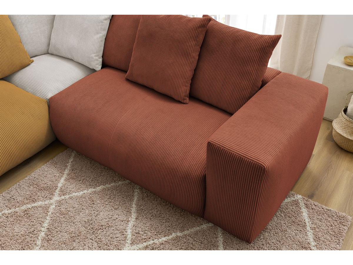 Bobochic Voltaire Ecksofa mit Pouf 322 × 268 cm Cordsamt Mehrfarbig Ecke rechts