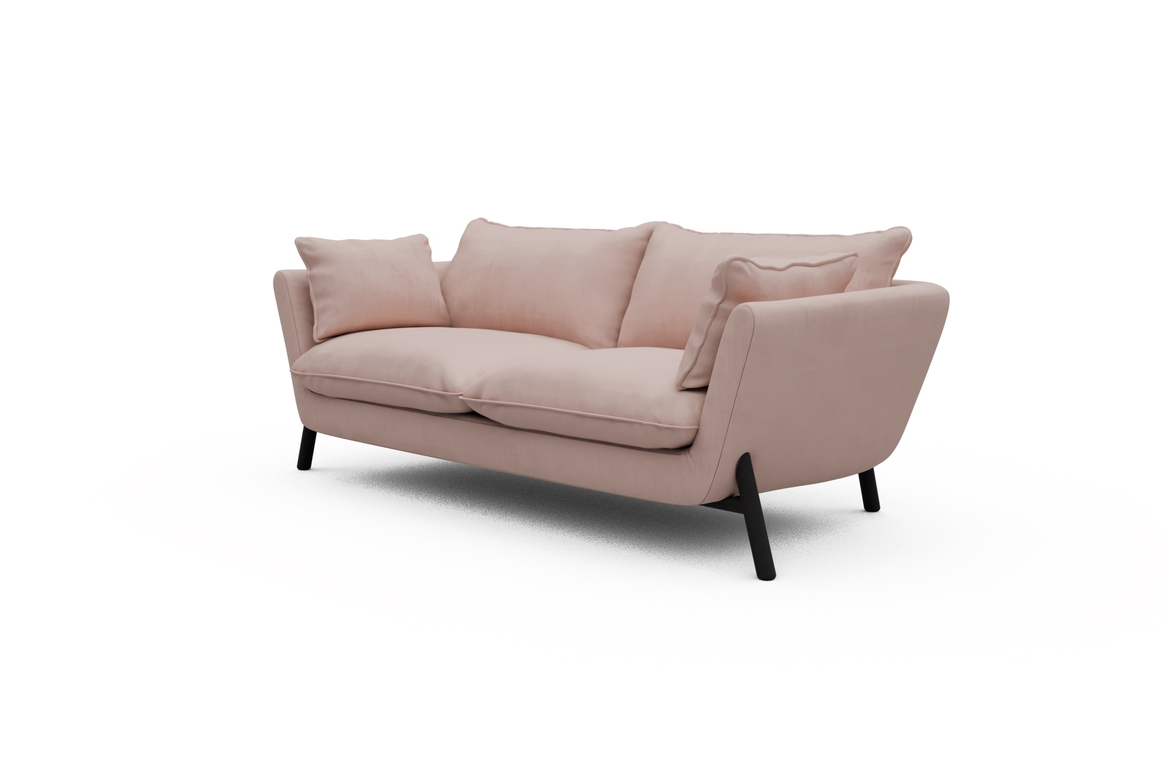 Sofa Emil PREMIUM 2-Sitzer Beinfarbe Eiche Schwarz Cordufine-Blush