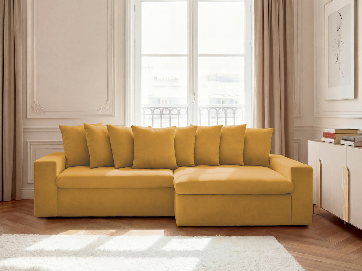 Bobochic Enore Ecksofa 330 × 100 cm Stoff Gelb Ecke rechts