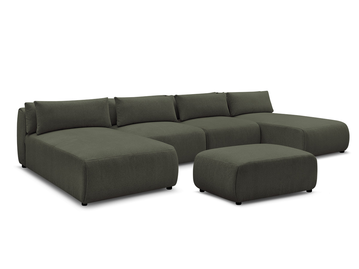 Bobochic Jana Wohnlandschaft mit kleinem Pouf Melange-Stoff Grün