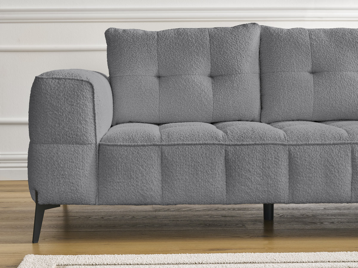 Bobochic Anis Sofa 2-Sitzer Bouclé-Stoff Dunkelgrau
