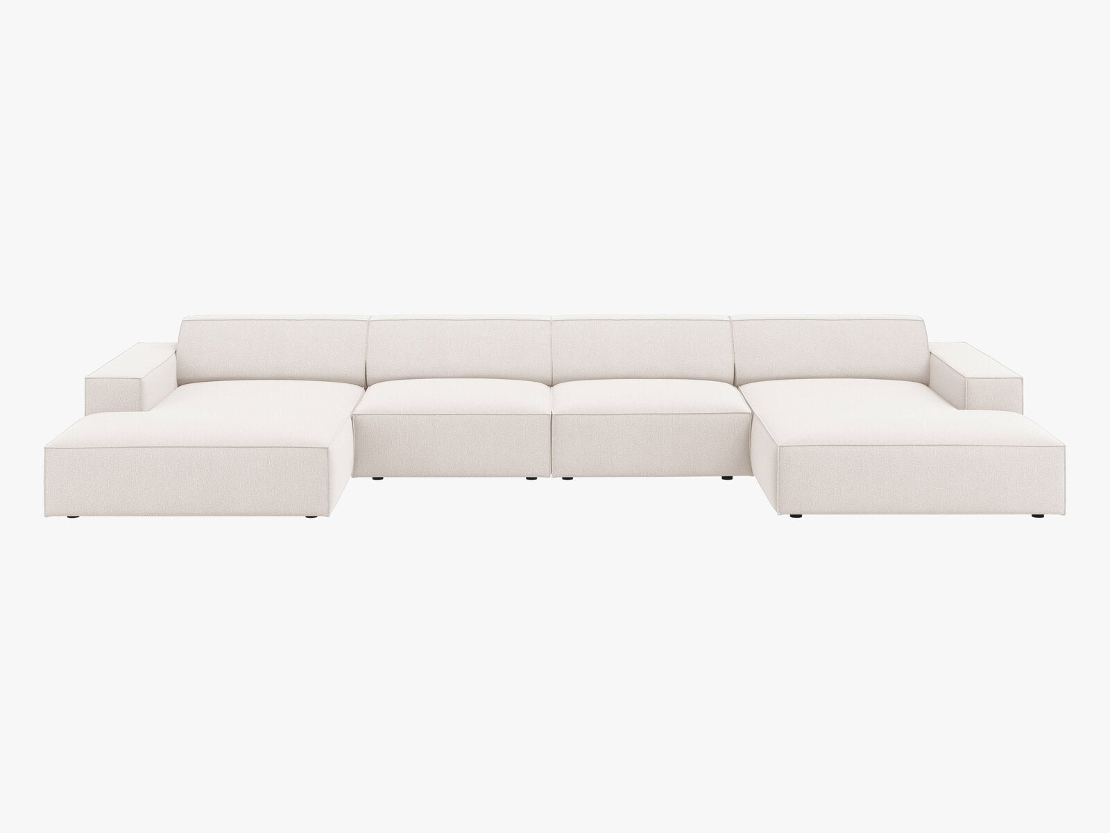 Micadoni Panorama-Sofa Jodie 6-Sitzer Strukturierter Stoff Megan Helles Beige