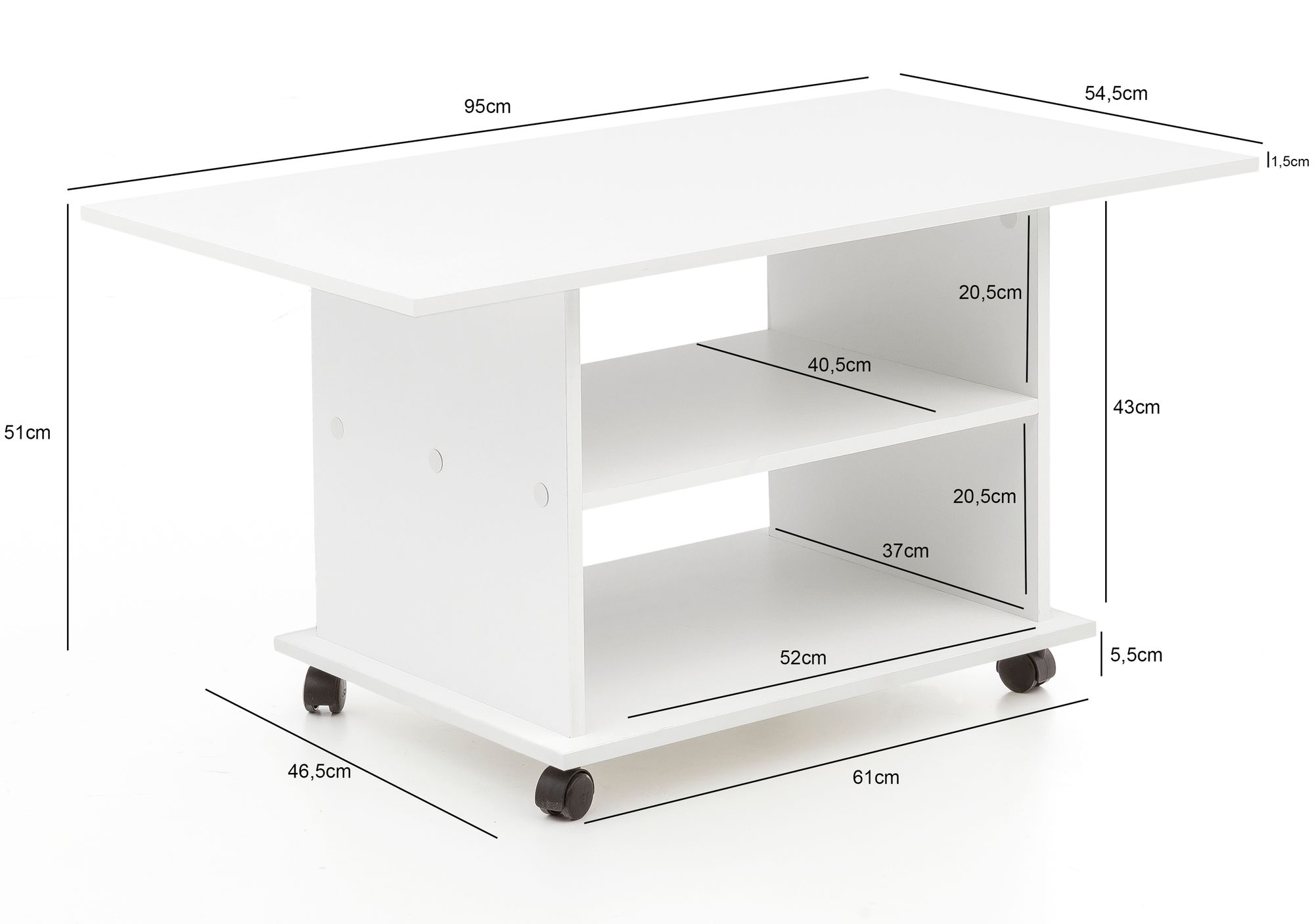 Couchtisch Fjaera Weiß 95 × 54,5 × 51 cm